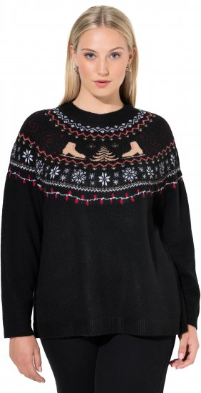 Ulla Popken Norwegian Style Christmas Sweater Black - Collegetröjor & hoodies - 