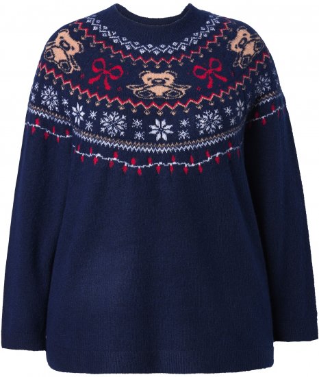 Ulla Popken Norwegian Style Christmas Sweater Blue - Collegetröjor & hoodies - 