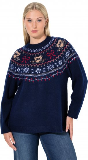Ulla Popken Norwegian Style Christmas Sweater Blue - Collegetröjor & hoodies - 