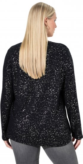 Ulla Popken Metallic Print Extra Soft Christmas Sweatshirt Black - Collegetröjor & hoodies - 