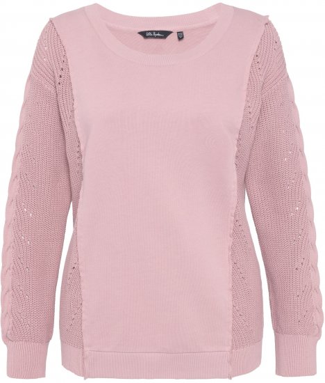 Ulla Popken Mixed Knit Patch Look Sweatshirt Old Pink - Collegetröjor & hoodies - 