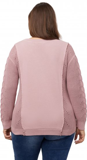 Ulla Popken Mixed Knit Patch Look Sweatshirt Old Pink - Collegetröjor & hoodies - 