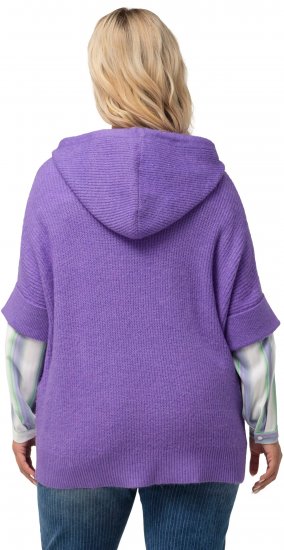 Ulla Popken Fuzzy Knit Short Sleeve Hoodie Pale Lilac - Collegetröjor & hoodies - 