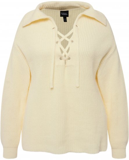Ulla Popken Lace Up Sailor Collar Sweater Vanilla - Collegetröjor & hoodies - 
