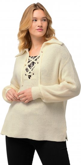 Ulla Popken Lace Up Sailor Collar Sweater Vanilla - Collegetröjor & hoodies - 