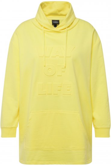 Ulla Popken Embossed Letter Sweatshirt Lemon Yellow - Collegetröjor & hoodies - 