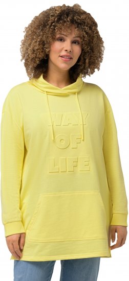 Ulla Popken Embossed Letter Sweatshirt Lemon Yellow - Collegetröjor & hoodies - 