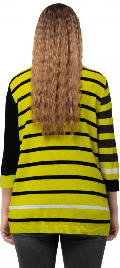 Ulla Popken Mixed Stripe 3/4 Sleeve Colorblock Sweater Apple Green - Collegetröjor & hoodies - 