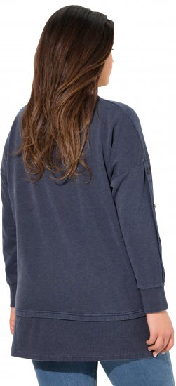 Ulla Popken Layered Look Button Sleeve Sweatshirt Navy - Collegetröjor & hoodies - 