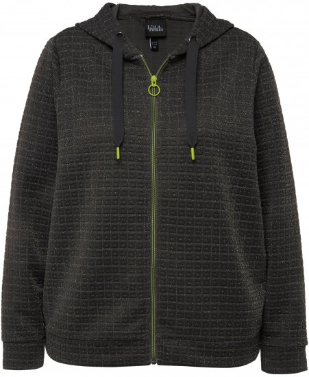 Ulla Popken Textured Metallic Knit Sweatshirt With Hood Graphite Grey - Collegetröjor & hoodies - 