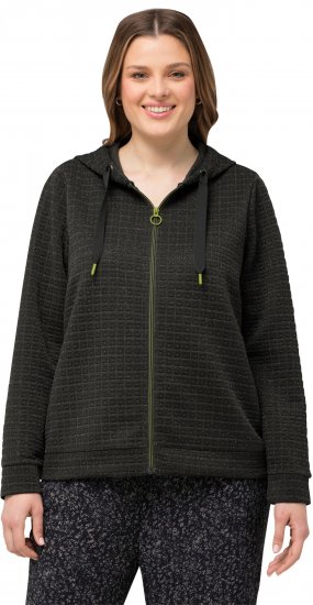 Ulla Popken Textured Metallic Knit Sweatshirt With Hood Graphite Grey - Collegetröjor & hoodies - 