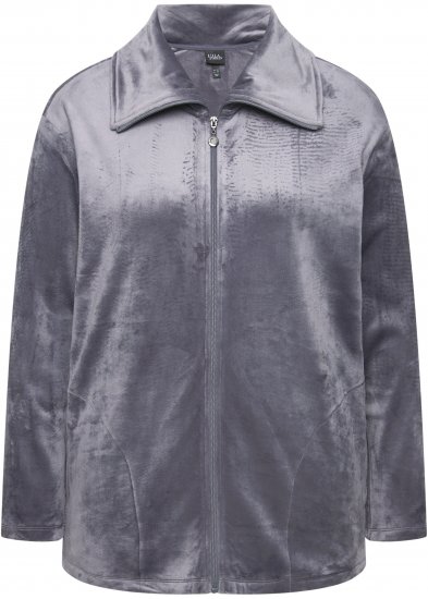 Ulla Popken Velour Loungewear Jacket Dark Grey - Collegetröjor & hoodies - 