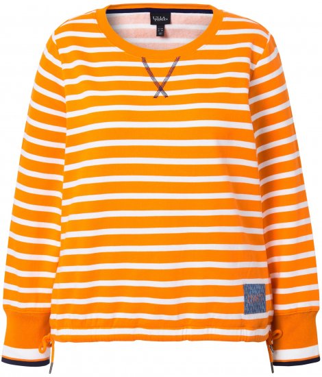 Ulla Popken Striped Drawstring Hem Sweatshirt Orange - Collegetröjor & hoodies - 