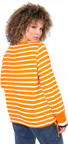 Ulla Popken Striped Drawstring Hem Sweatshirt Orange - Collegetröjor & hoodies - 