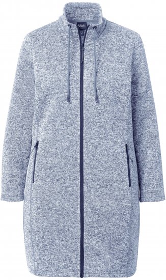 Ulla Popken Longline Knit Fleece Jacket Sky Blue - Collegetröjor & hoodies - 