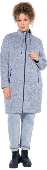 Ulla Popken Longline Knit Fleece Jacket Sky Blue - Collegetröjor & hoodies - 