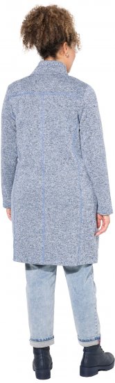 Ulla Popken Longline Knit Fleece Jacket Sky Blue - Collegetröjor & hoodies - 