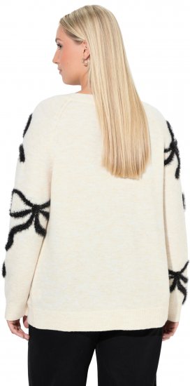 Ulla Popken Glitter Bow Sweater Chalk - Collegetröjor & hoodies - Mjuka tröjor och hoodies i stora storlekar