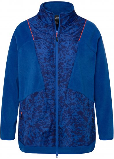 Ulla Popken Patch Print Fleece Jacket Denim Blue - Collegetröjor & hoodies - 
