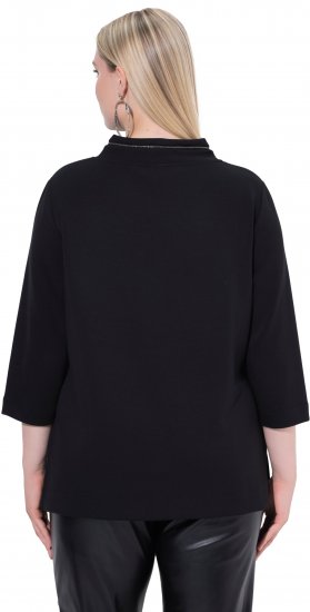 Ulla Popken Decorative Chain Collar Sweatshirt Black - Collegetröjor & hoodies - 
