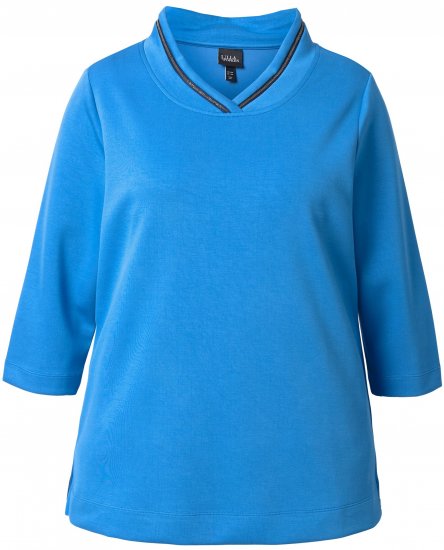 Ulla Popken Classic Fit with Side Slits 3/4 Sleeve Sweatshirt Royal Blue - Collegetröjor & hoodies - 