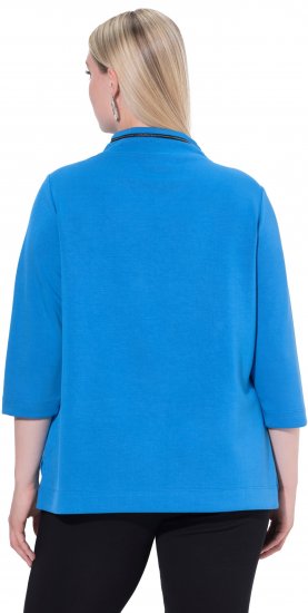 Ulla Popken Classic Fit with Side Slits 3/4 Sleeve Sweatshirt Royal Blue - Collegetröjor & hoodies - 