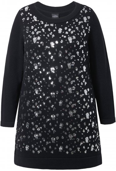 Ulla Popken Sequined Soft Fine Knit Sweater Black - Collegetröjor & hoodies - 