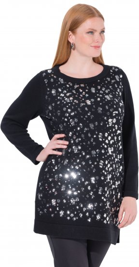 Ulla Popken Sequined Soft Fine Knit Sweater Black - Collegetröjor & hoodies - 