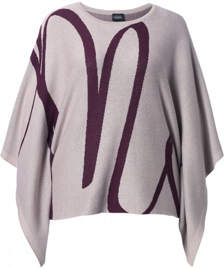 Ulla Popken Brushstroke Knit Poncho Beige - Collegetröjor & hoodies - 