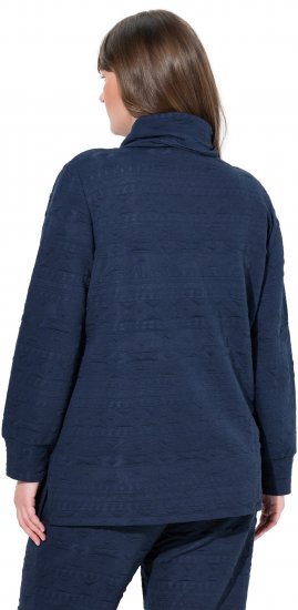 Ulla Popken Eco Cotton Stripe Textured Sweatshirt Navy - Collegetröjor & hoodies - 