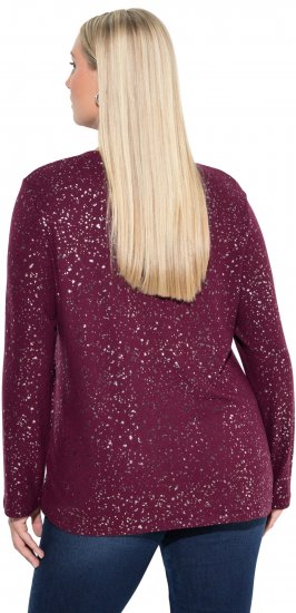 Ulla Popken Metallic Print Extra Soft Christmas Sweatshirt Dark Wine Red - Collegetröjor & hoodies - 