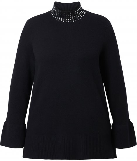 Ulla Popken Flared Sleeve Turtleneck Sweater Black - Collegetröjor & hoodies - 