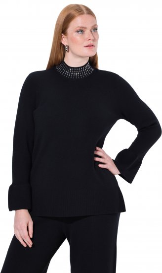 Ulla Popken Flared Sleeve Turtleneck Sweater Black - Collegetröjor & hoodies - 