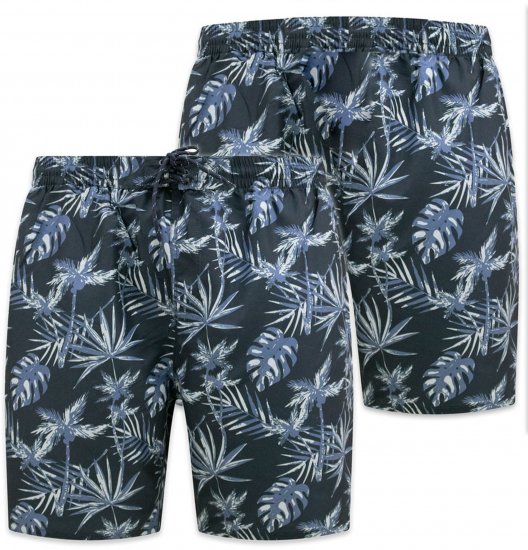 D555 Cleethorpes Hawaii Printed Swimshorts Navy - Badshorts - Badshorts för herrar i stora storlekar