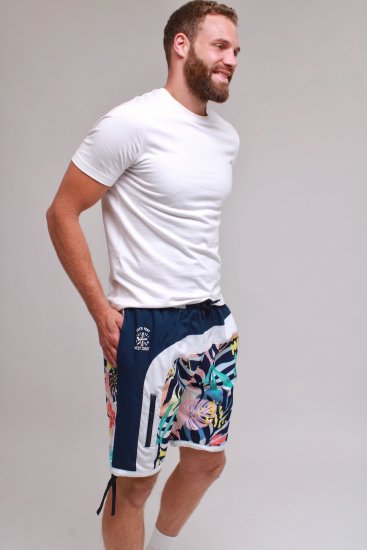 Kam Jeans 3018 Panelled Floral Swimshorts Navy - Badshorts - Badshorts för herrar i stora storlekar