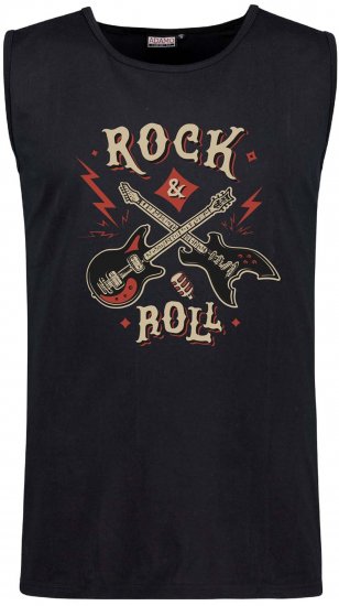 Adamo Motiv Rock and Roll Tank Top Black - Ärmlösa t-shirts/linnen i stora storlekar - Ärmlösa t-shirts/linnen i stora storlekar