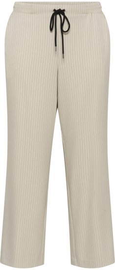 Kaffe Curve Sirana Pants Beige Melange/Black Stripe - Tygbyxor - 