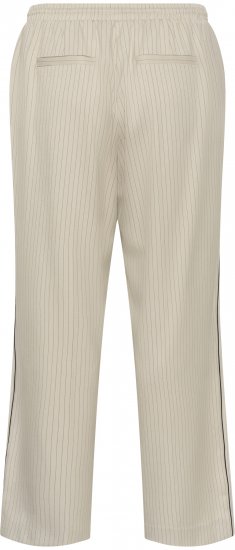 Kaffe Curve Sirana Pants Beige Melange/Black Stripe - Tygbyxor - 