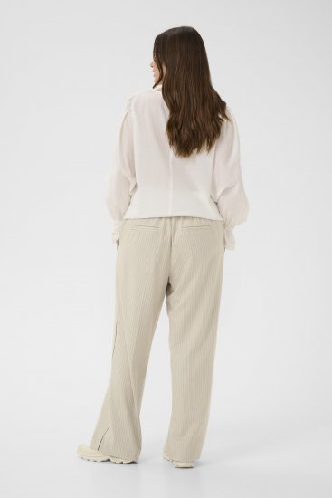 Kaffe Curve Sirana Pants Beige Melange/Black Stripe - Tygbyxor - 
