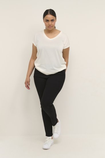 Kaffe Curve Lina V-Neck T-Shirt White - T-shirts - 