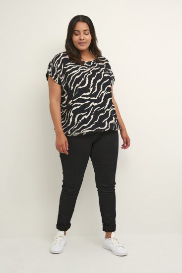 Kaffe Curve Sonna Stanley Topp Svart / Antikvitt Zebramönster - T-shirts - 