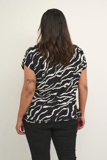 Kaffe Curve Sonna Stanley Topp Svart / Antikvitt Zebramönster - T-shirts - 