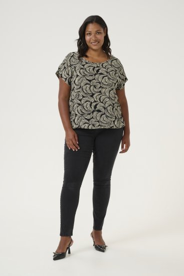 Kaffe Curve Sonna Stanley Topp Svart / Antikvitt Mönster - T-shirts - 