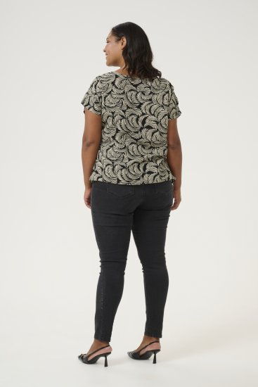 Kaffe Curve Sonna Stanley Topp Svart / Antikvitt Mönster - T-shirts - 