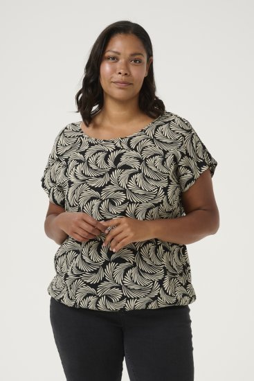 Kaffe Curve Sonna Stanley Topp Svart / Antikvitt Mönster - T-shirts - 
