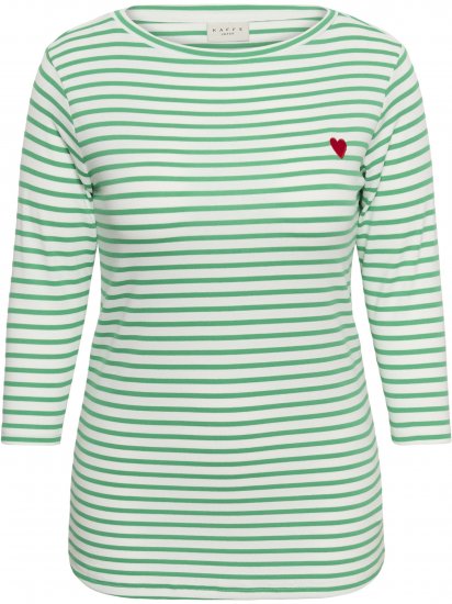 Kaffe Curve Lia Boatneck 3/4 T-Shirt Chalk/Bright Green - Toppar & T-shirts - 