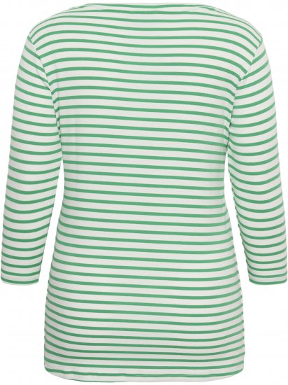 Kaffe Curve Lia Boatneck 3/4 T-Shirt Chalk/Bright Green - Toppar & T-shirts - 