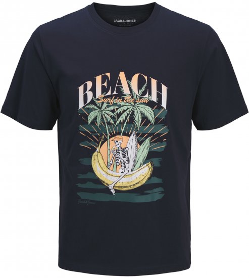 Jack & Jones King Crew Neck T-Shirt Navy - T-shirts med tryck i stora storlekar - T-shirts med tryck i stora storlekar