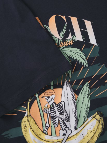 Jack & Jones King Crew Neck T-Shirt Navy - T-shirts med tryck i stora storlekar - T-shirts med tryck i stora storlekar