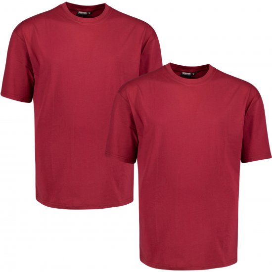 Adamo 129420 Comfort Fit Twin Pack T-Shirt Red - Enfärgade t-shirts i stora storlekar - Enfärgade t-shirts i stora storlekar